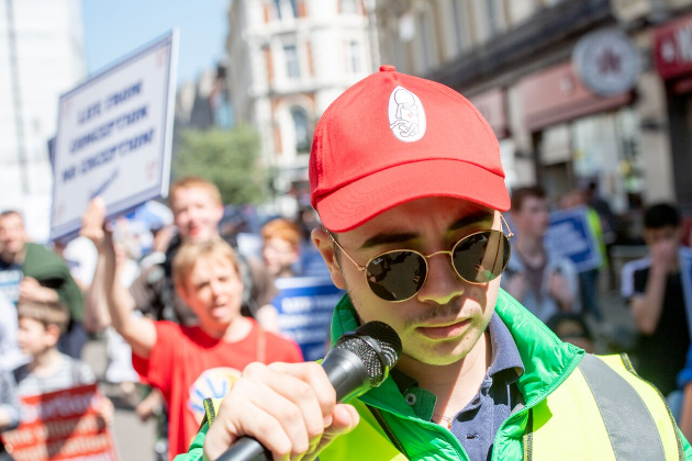 Man in SPUC baseball cap at the March for Life