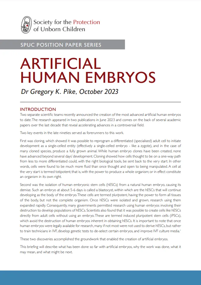 Artificial Human Embryos