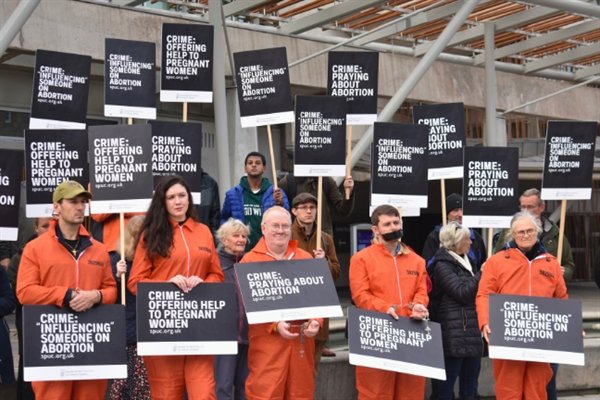 SPUC protests Scottish buffer zones law outside Holyrood