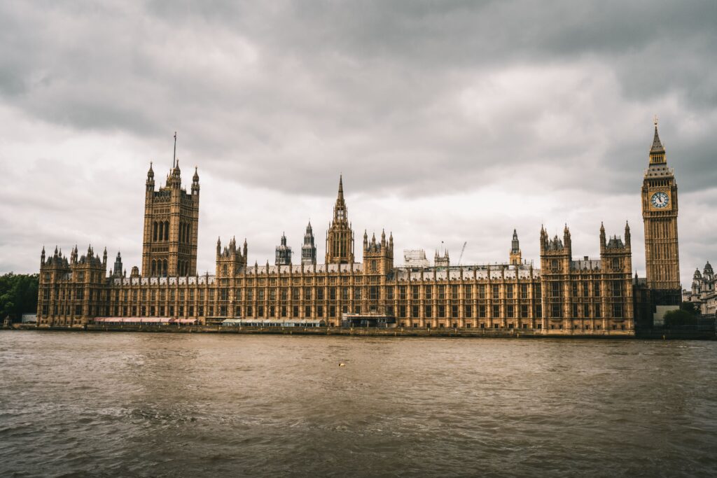 House of Commons votes to pardon all women prosecuted for past illegal abortions Big Ben and Houses of Parliament, London, UK, over the river Thames under a cloudy sky