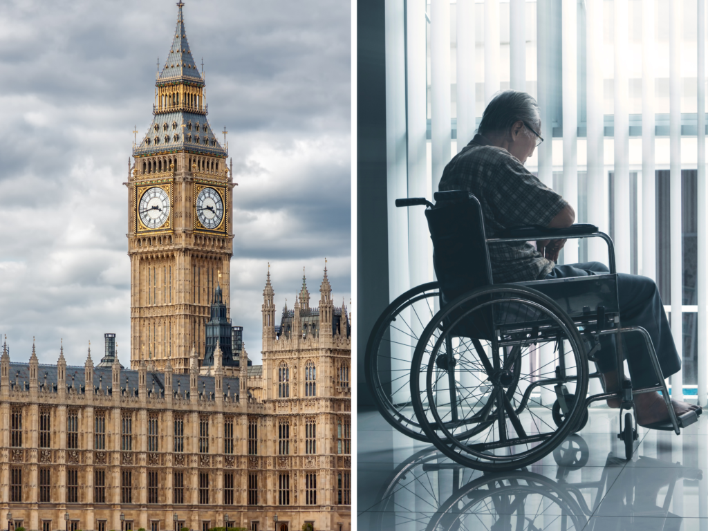 old man wheelchair parliament