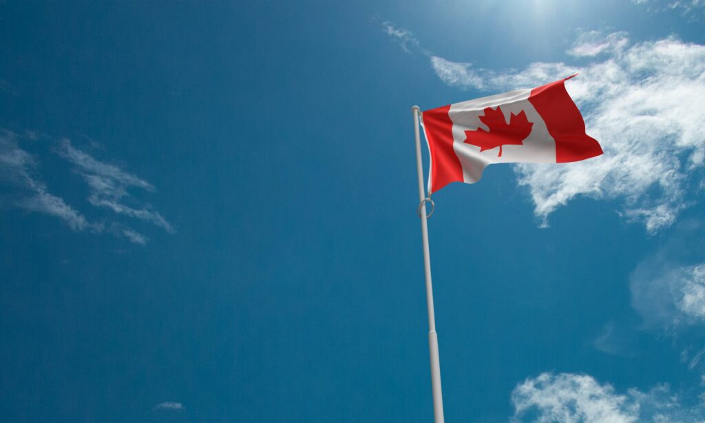 Canada,Flag,Copy,Space,Blue,Sky,Background,1,First,Day