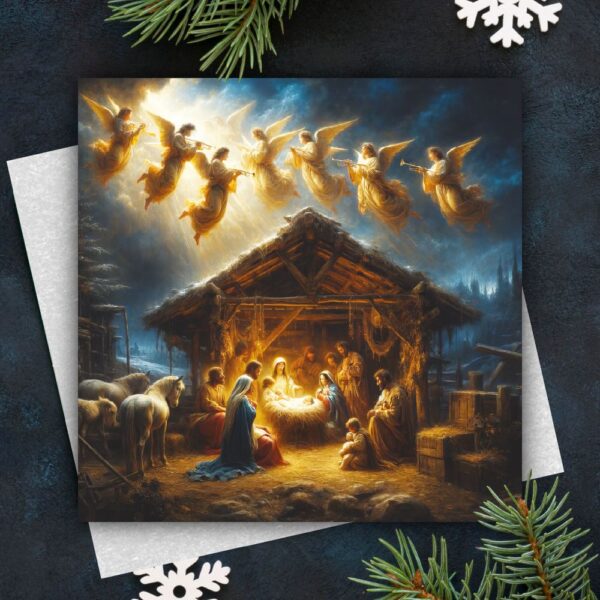 Christmas Card - Angels over the Manger