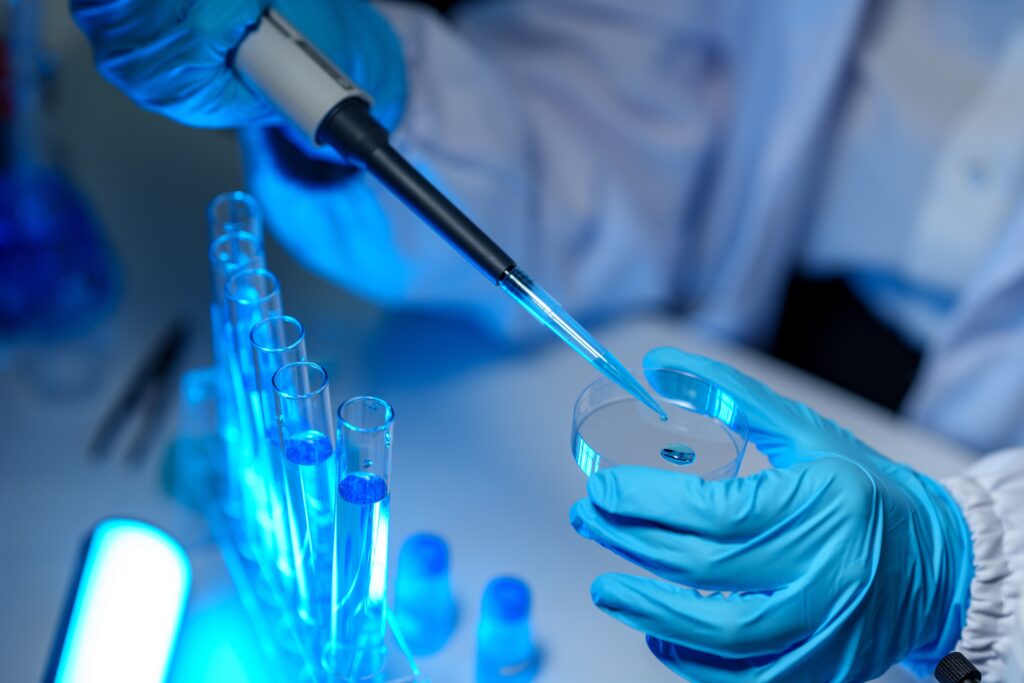 A scientist at work in a laboratory.